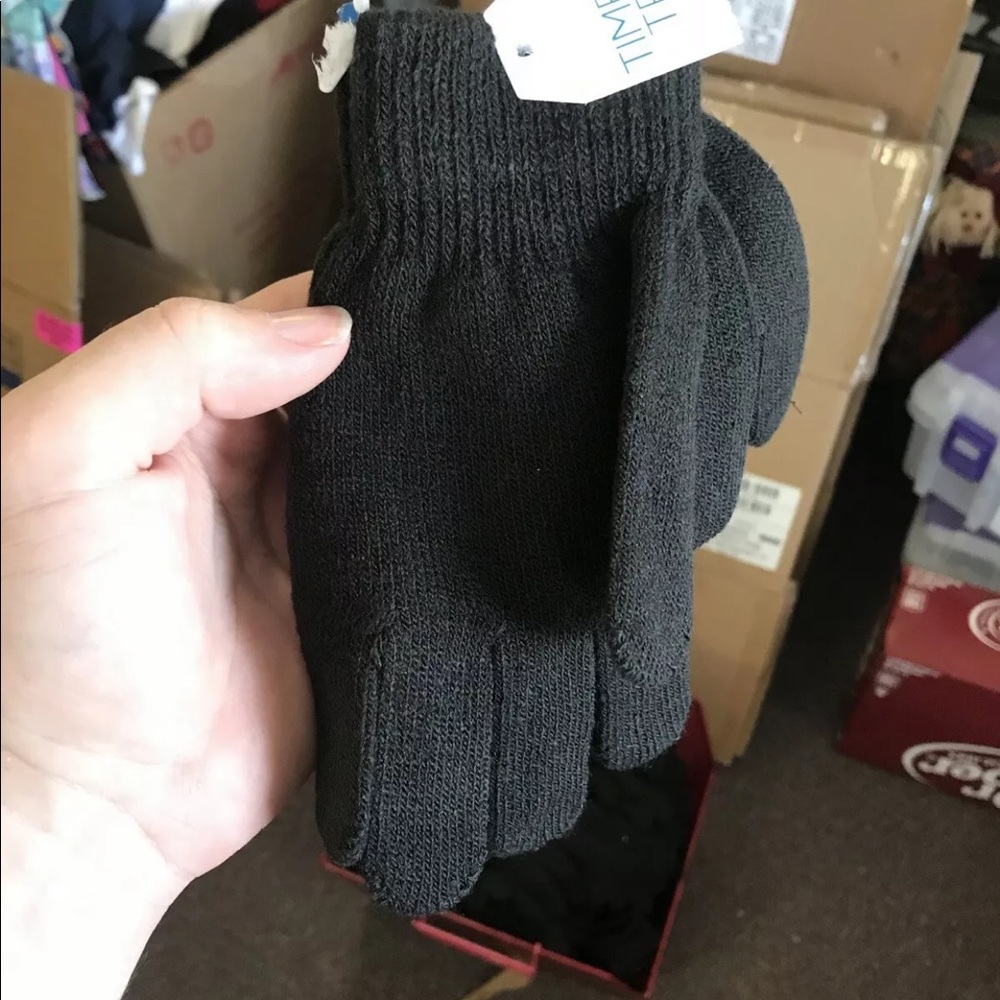 Time and Tru One Size Gloves (2 PAIRS) Black Soot